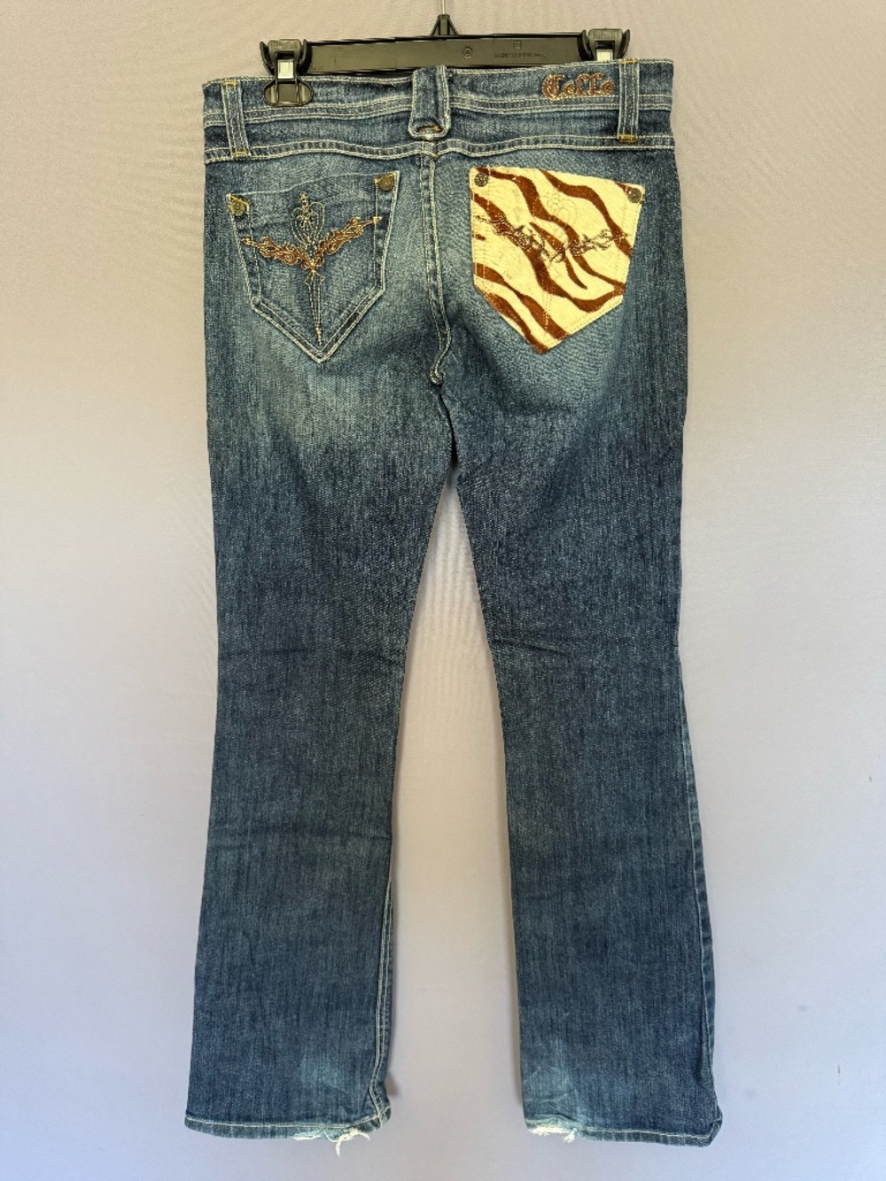 Y2K Vintage Cello Bootcut / Flare Jeans — Genuine Cow-Hide Pocket, Size 7